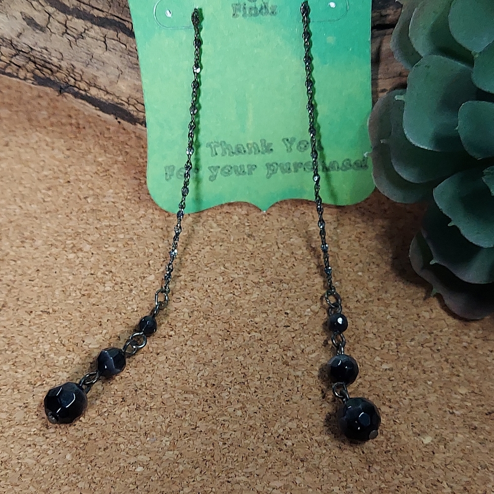 E346 Minimalist Faceted Bead Drop Earrings - Picture 11 of 14